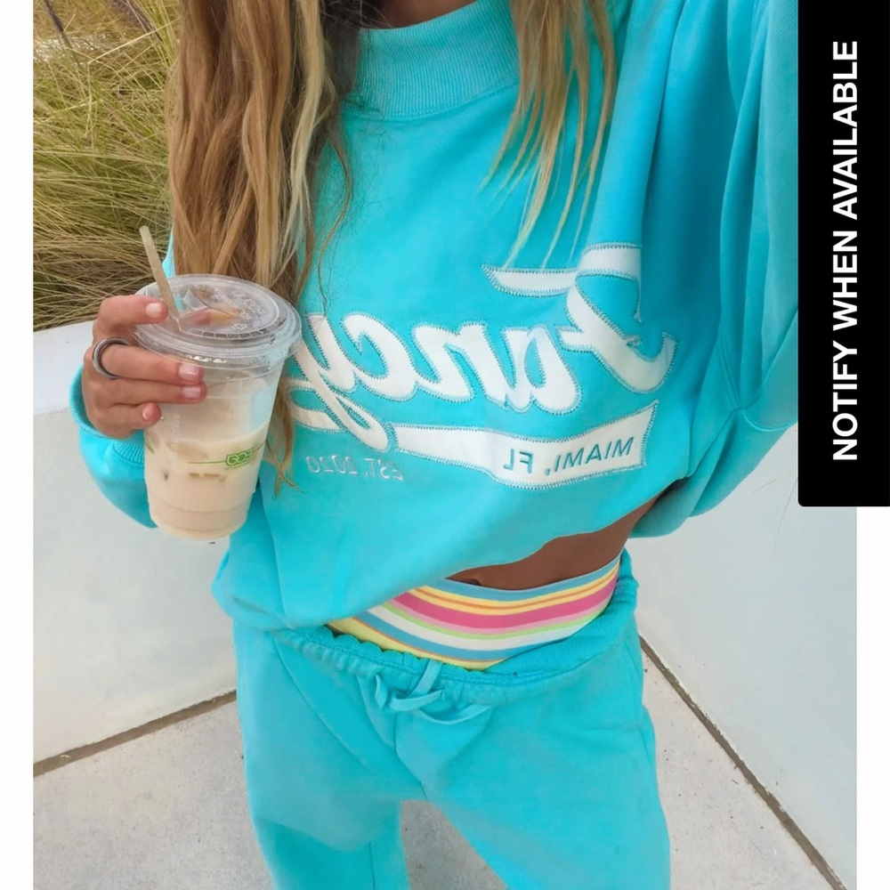 Turquoise Crewneck Sweatshirt and Joggers Set - Bright Aqua